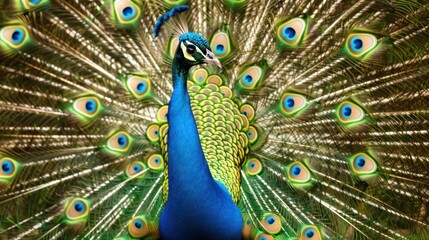 Peacock with Spread Feathers