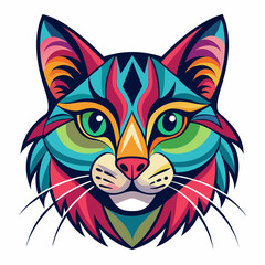 a colorful cat face splash vector illustration