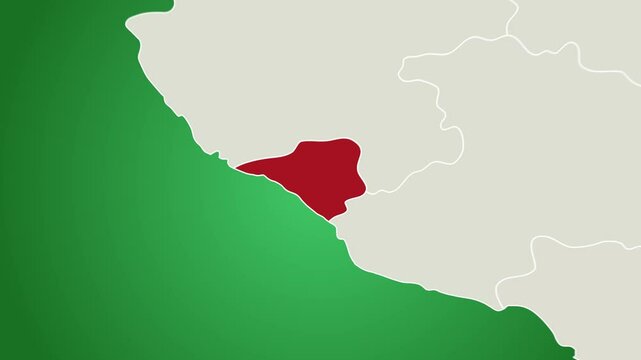 Colima State Mexico 3D Animation Highlighted Map with Geographic Features