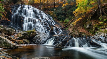 Waterfall in Autumn Foliage