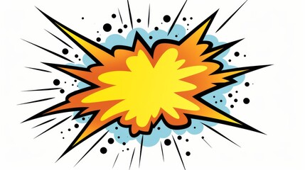 Colorful explosion graphic with bright yellow center and dynamic bursts in a comic style