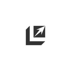 Creative letter l with square arrow logo for app, brad, business, design, icon, idea, identity, initial, illustration, logo, vector, letter, l, box, arrow, square, creative, marketing, finance, label