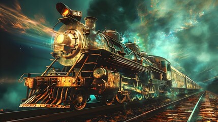 Obraz premium Steampunk locomotive