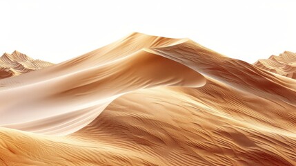 Desert Sand Dunes Landscape with White Background