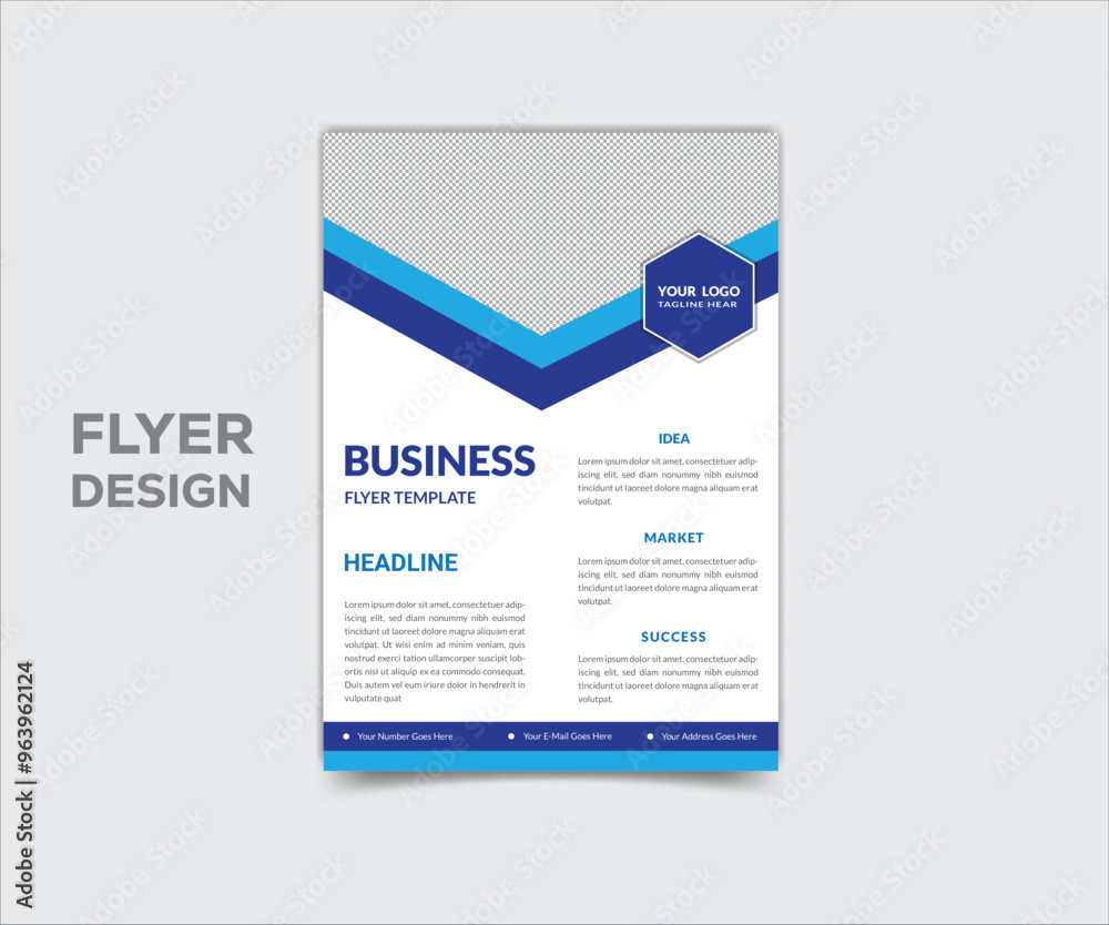 Canvas Prints modern template, in blue color, and modern flyer design.