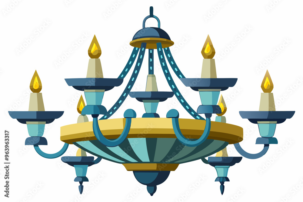 Wall mural illustration of a golden candelabra