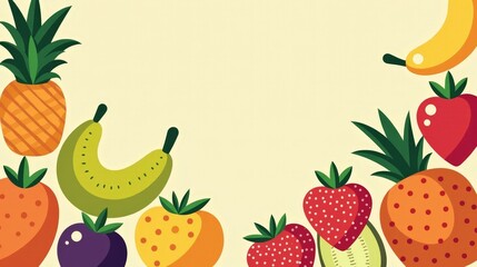 Colorful Cartoon Style Fruit Illustration Background