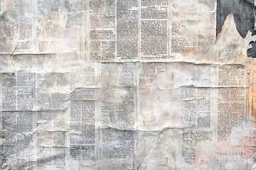 Faded Newspaper Clippings on a Wall: A Window into the Past