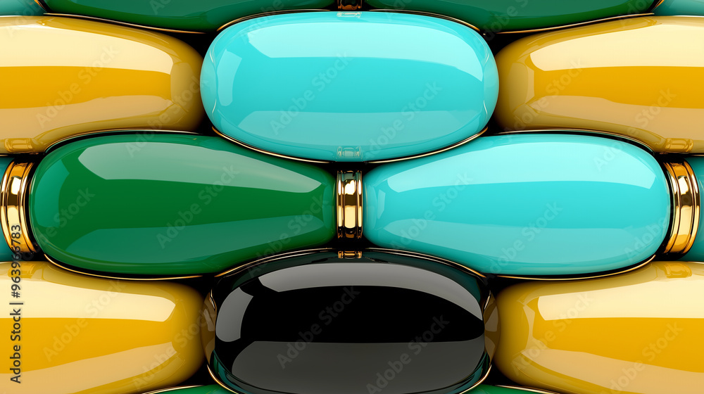 Aufkleber Abstract vibrant colors and metallic elements flow in smooth curves, creating a modern, elegant design.