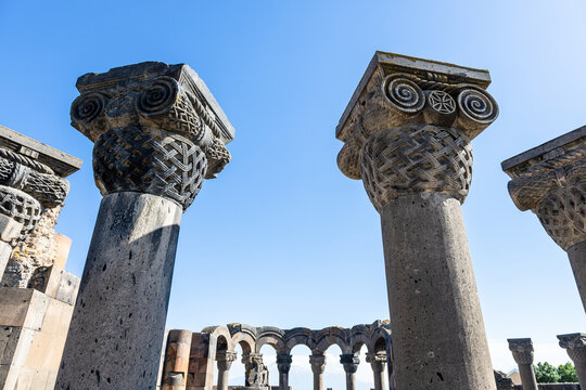 ionic capital of columns of Zvartnots Cathedral