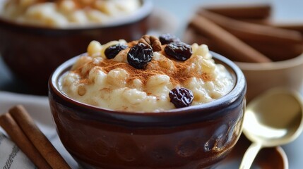 Rice pudding with cinnamon, raisins, or brown sugar is heavenly.