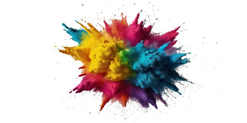 Vector colorful vibrant rainbow, smoke and cloud holi paint color powder explosion with bright colors isolated  on transparent background. Multicolored explosion of rainbow powder paint holi festival 