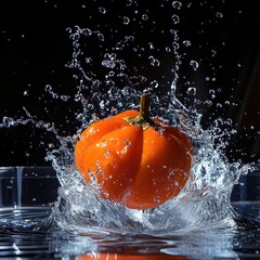 Design a high-resolution scene where strawberries, blueberries, blackberries, and raspberries spin mid-air, surrounded by dynamic water splashes, each droplet reflecting light and capturing the vibran