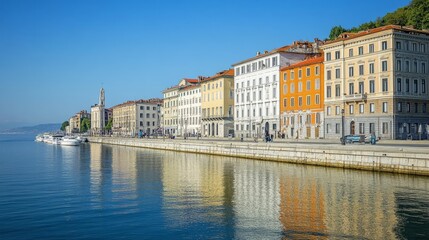 Obraz premium Structures along Trieste's water edge