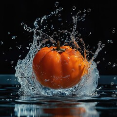 Design a high-resolution scene where strawberries, blueberries, blackberries, and raspberries spin mid-air, surrounded by dynamic water splashes, each droplet reflecting light and capturing the vibran