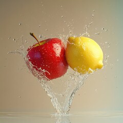 Design a high-resolution scene where strawberries, blueberries, blackberries, and raspberries spin mid-air, surrounded by dynamic water splashes, each droplet reflecting light and capturing the vibran