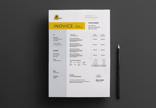Creative Minimal Fast Food Invoice Template