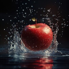 Design a high-resolution scene where strawberries, blueberries, blackberries, and raspberries spin mid-air, surrounded by dynamic water splashes, each droplet reflecting light and capturing the vibran