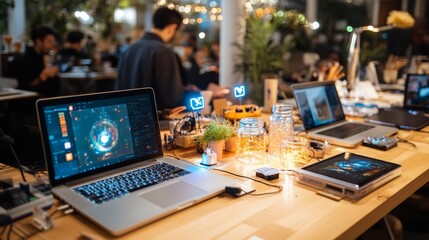 An innovative DIY workshop with interactive digital DIY guides and bioluminescent DIY tools