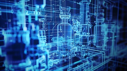 3D blueprint of an innovative water purification system 