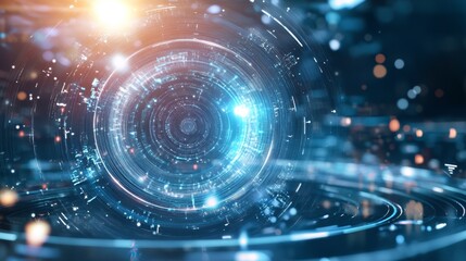 Obraz premium An innovative quantum physics lab with interactive digital quantum models and holographic wave functions style