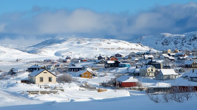Havoysund: Masoy's center in Finnmark, Norway (Mar 2017).