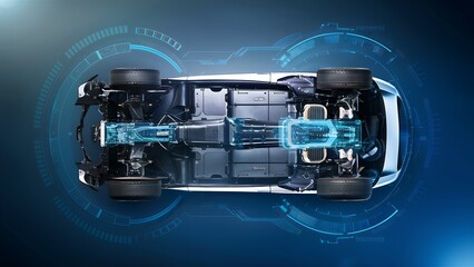 Futuristic electric vehicle interior with advanced technology