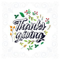 Happy Thanksgiving Day, typography, vector illustration, greeting card, social media post, banner, poster, flyer, decoration card, invitation card, Calligraphic design