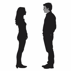 Silhouette of a man and woman facing each other, symbolizing communication or connection.