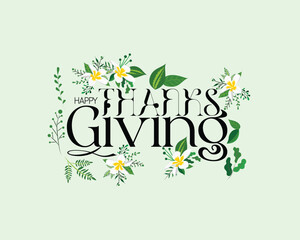 Happy Thanksgiving Day, typography, vector illustration, greeting card, social media post, banner, poster, flyer, decoration card, invitation card, Calligraphic design