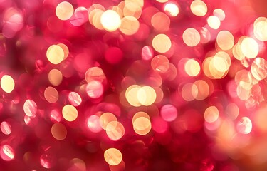 Obraz premium Glistening Bokeh: A Dreamy Red and Gold Background