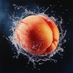 Design a high-resolution scene where strawberries, blueberries, blackberries, and raspberries spin mid-air, surrounded by dynamic water splashes, each droplet reflecting light and capturing the vibran