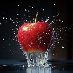 Design a high-resolution scene where strawberries, blueberries, blackberries, and raspberries spin mid-air, surrounded by dynamic water splashes, each droplet reflecting light and capturing the vibran