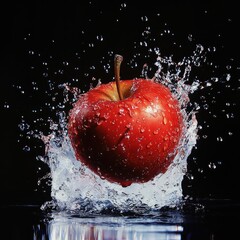 Design a high-resolution scene where strawberries, blueberries, blackberries, and raspberries spin mid-air, surrounded by dynamic water splashes, each droplet reflecting light and capturing the vibran