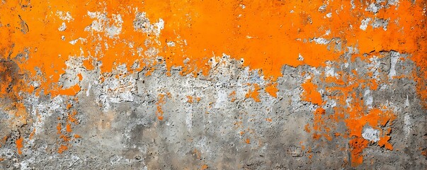 Fototapeta premium Textured Urban Wall with Peeling Orange Paint and Weathered Surface