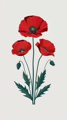 Vibrant red poppies in bloom