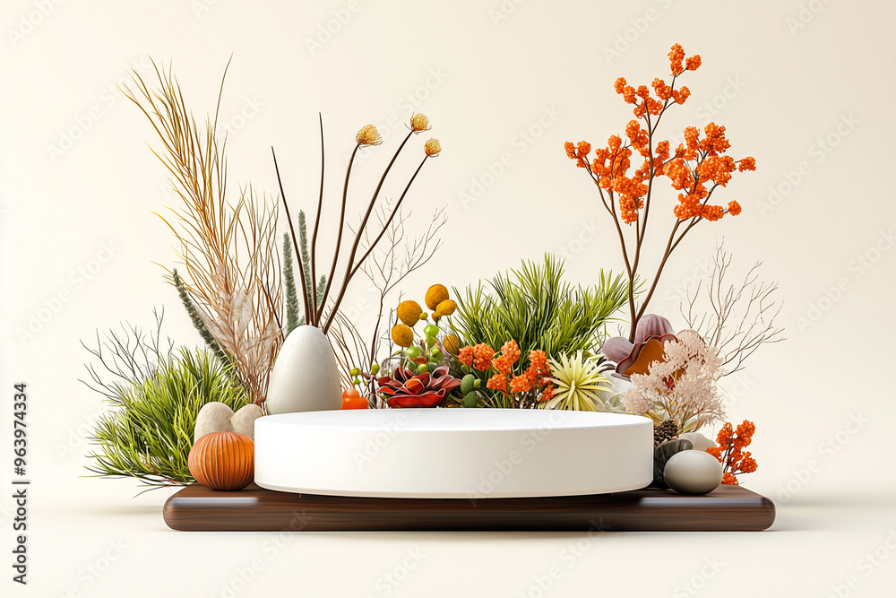 Aufkleber minimalist podium designs with clean lines and modern textures, perfect for product display setups