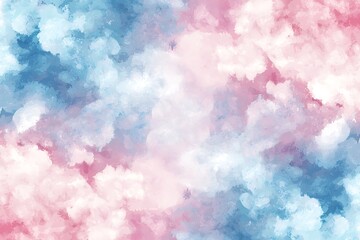 Soft Watercolor Clouds in Pastel Shades of Blue and Pink
