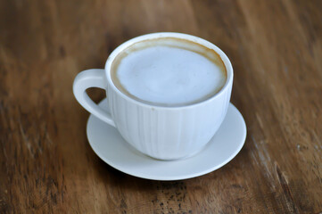 Fototapeta premium hot cappuccino, hot coffee or hot latte coffee