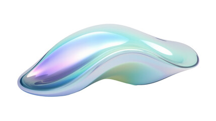 A smooth, iridescent blob with a flowing shape, resembling liquid or abstract art.