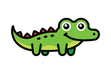 Cute Crocodile Line Art Vector Illustration