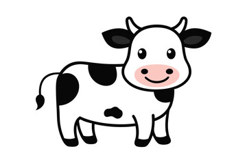 Cute Cow Line Art Vector Illustration
