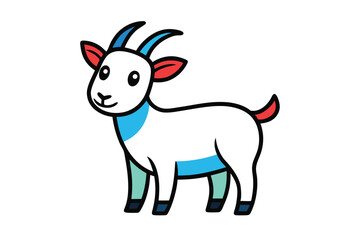 Cute Goat Line Art Vector Illustration