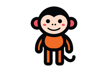 Cute Monkey Line Art Vector Illustration
