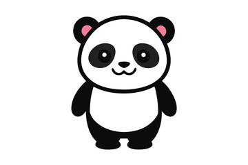 Cute Panda Line Art Vector Illustration