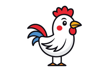 Cute Rooster Line Art Vector Illustration