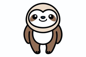 Cute Sloth Line Art Vector Illustration