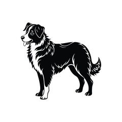 Silhouette of chasing Australian shepherd dog vector clipart design