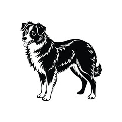 Silhouette of sprinting Australian shepherd dog vector clipart design