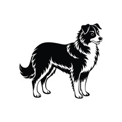 Silhouette of joyful Australian shepherd dog vector clipart design